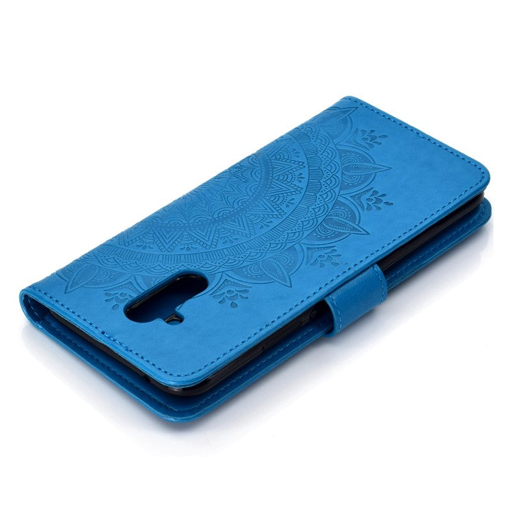 Imprint Totem Pattern Wallet Stand Leather Protective Cover for Huawei Mate 20 Lite - Blue