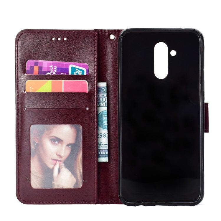 Imprint Totem Pattern Wallet Stand Leather Mobile Phone Cover for Huawei Mate 20 Lite - Brown