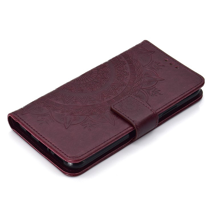 Imprint Totem Pattern Wallet Stand Leather Mobile Phone Cover for Huawei Mate 20 Lite - Brown