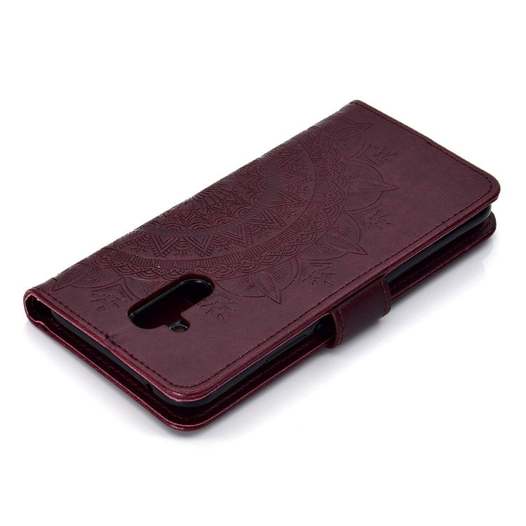 Imprint Totem Pattern Wallet Stand Leather Mobile Phone Cover for Huawei Mate 20 Lite - Brown