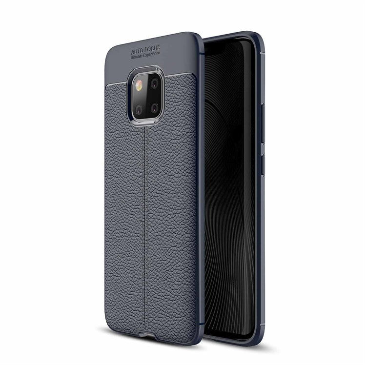 Litchi Texture TPU Cell Phone Case for Huawei Mate 20 Pro - Dark Blue