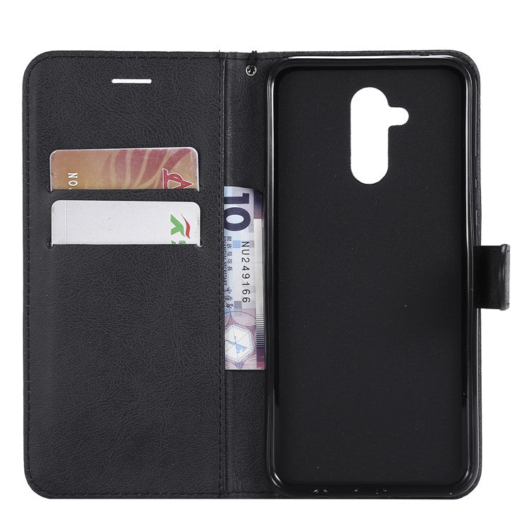 KT Leather Series-2 Wallet Leather Stand  Case for Huawei Mate 20 Lite / Maimang 7 with Strap - Black