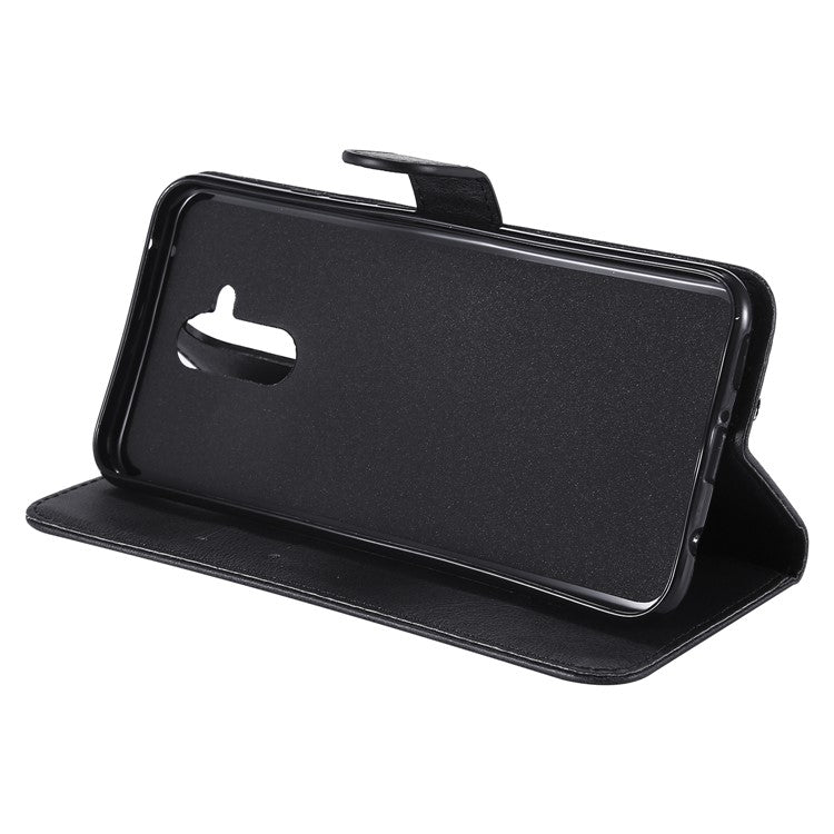 KT Leather Series-2 Wallet Leather Stand  Case for Huawei Mate 20 Lite / Maimang 7 with Strap - Black