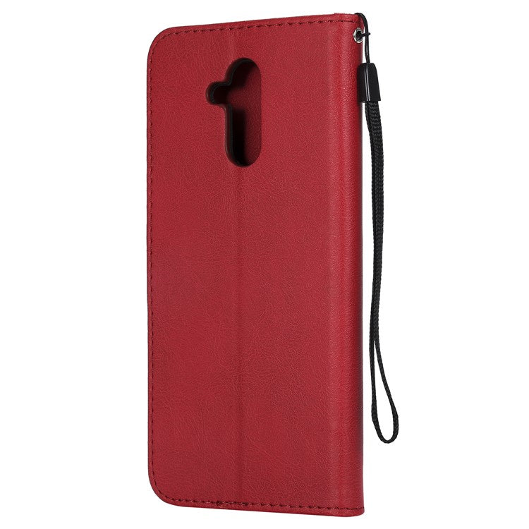 KT Leather Series-2 Wallet Leather Stand  Cover for Huawei Mate 20 Lite / Maimang 7 with Strap - Red