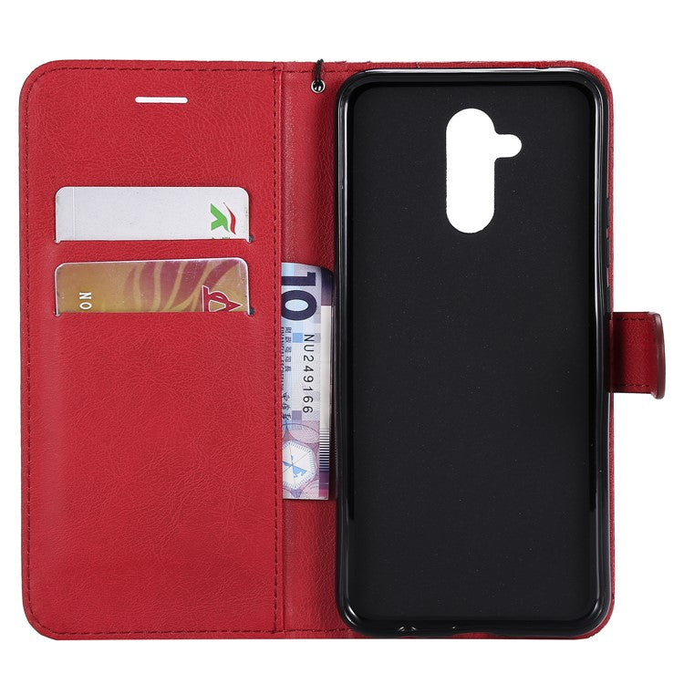 KT Leather Series-2 Wallet Leather Stand  Cover for Huawei Mate 20 Lite / Maimang 7 with Strap - Red