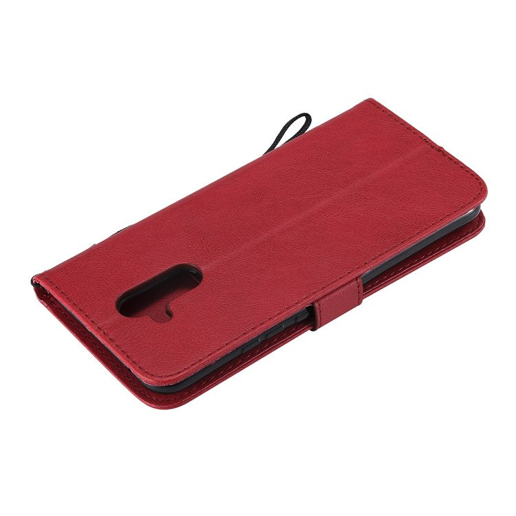 KT Leather Series-2 Wallet Leather Stand  Cover for Huawei Mate 20 Lite / Maimang 7 with Strap - Red