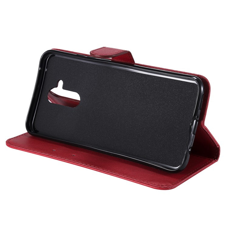 KT Leather Series-2 Wallet Leather Stand  Cover for Huawei Mate 20 Lite / Maimang 7 with Strap - Red