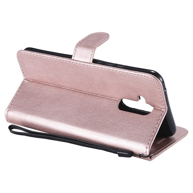 KT Leather Series-2 Wallet Leather Stand  Shell for Huawei Mate 20 Lite / Maimang 7 with Strap - Rose Gold