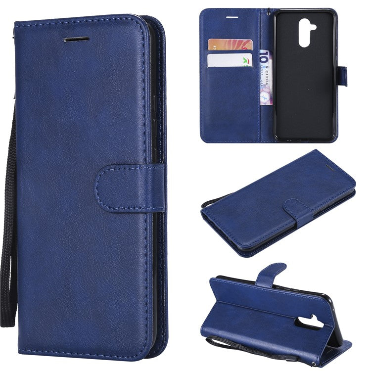 KT Leather Series-2 Wallet Leather Stand  Flip Casing for Huawei Mate 20 Lite / Maimang 7 with Strap - Blue