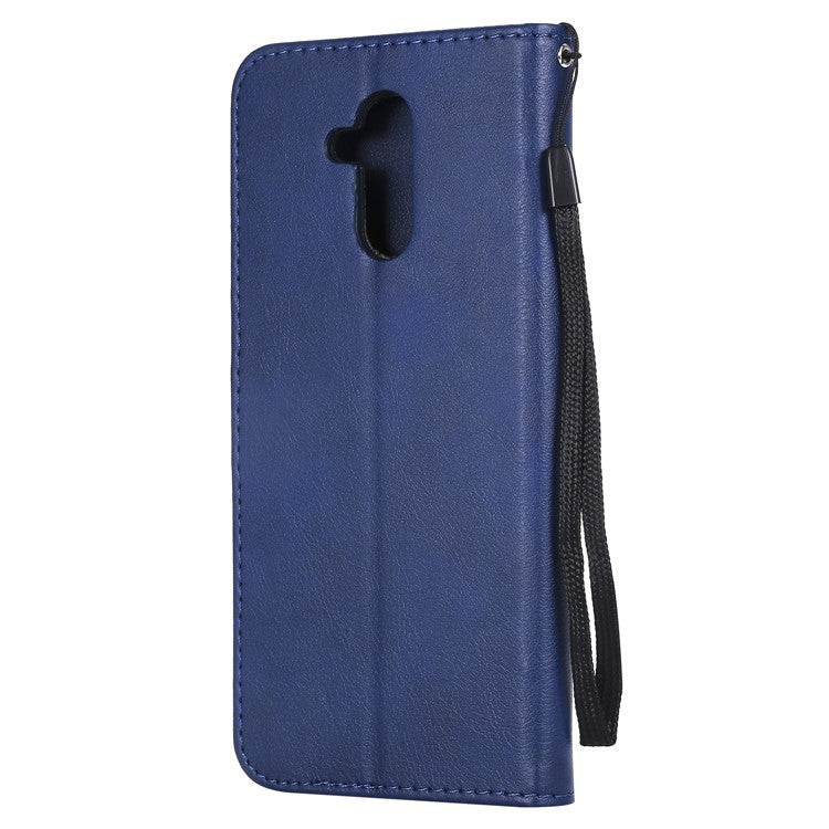 KT Leather Series-2 Wallet Leather Stand  Flip Casing for Huawei Mate 20 Lite / Maimang 7 with Strap - Blue