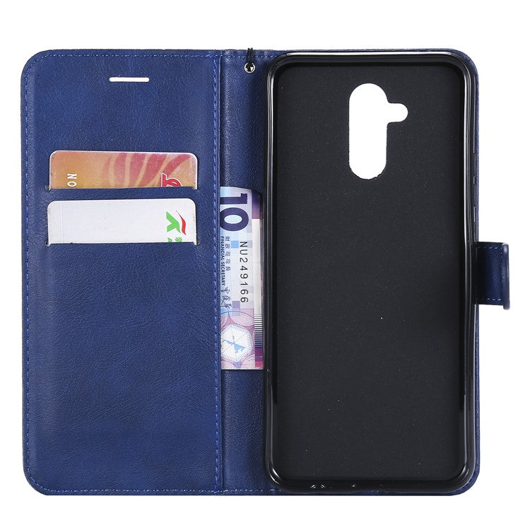 KT Leather Series-2 Wallet Leather Stand  Flip Casing for Huawei Mate 20 Lite / Maimang 7 with Strap - Blue