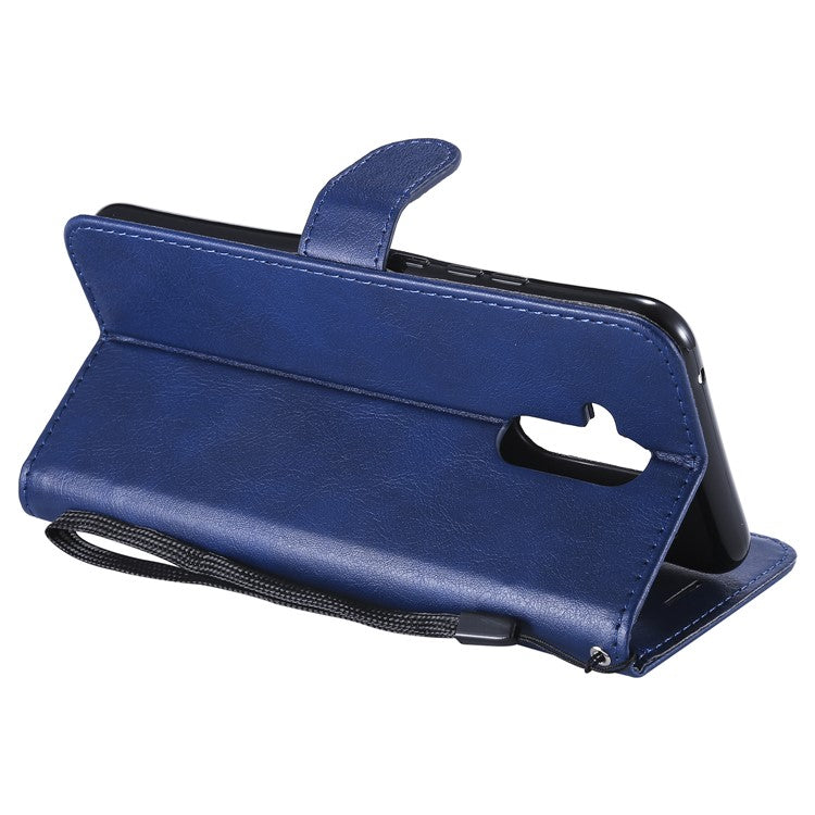 KT Leather Series-2 Wallet Leather Stand  Flip Casing for Huawei Mate 20 Lite / Maimang 7 with Strap - Blue