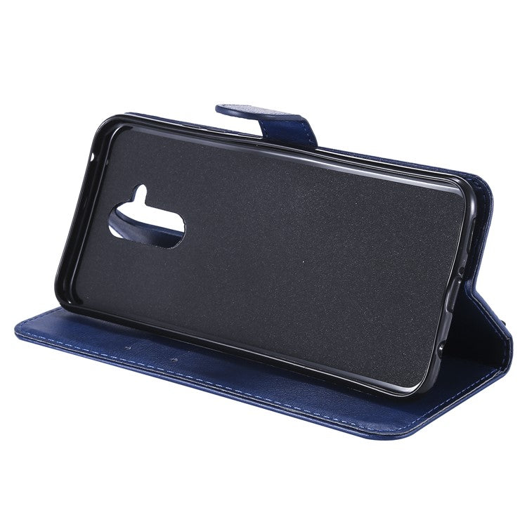 KT Leather Series-2 Wallet Leather Stand  Flip Casing for Huawei Mate 20 Lite / Maimang 7 with Strap - Blue