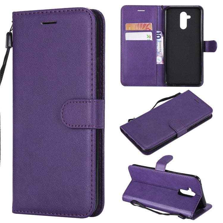 KT Leather Series-2 Wallet Leather Stand  Phone Shell for Huawei Mate 20 Lite / Maimang 7 with Strap - Purple