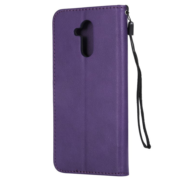 KT Leather Series-2 Wallet Leather Stand  Phone Shell for Huawei Mate 20 Lite / Maimang 7 with Strap - Purple