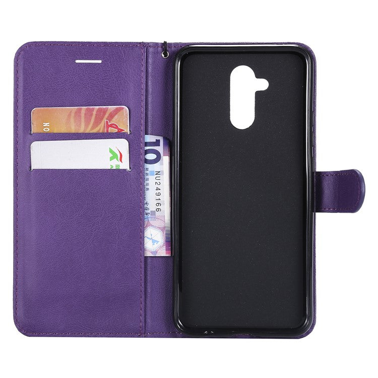 KT Leather Series-2 Wallet Leather Stand  Phone Shell for Huawei Mate 20 Lite / Maimang 7 with Strap - Purple