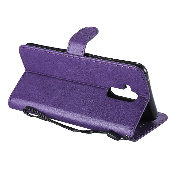 KT Leather Series-2 Wallet Leather Stand  Phone Shell for Huawei Mate 20 Lite / Maimang 7 with Strap - Purple