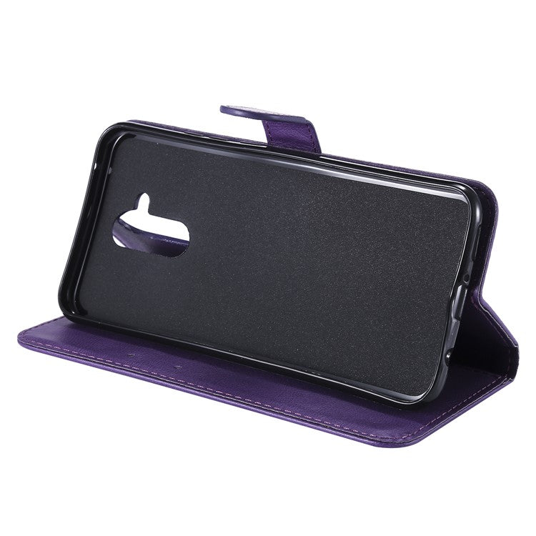 KT Leather Series-2 Wallet Leather Stand  Phone Shell for Huawei Mate 20 Lite / Maimang 7 with Strap - Purple
