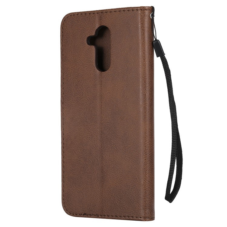 KT Leather Series-2 Wallet Leather Stand  Mobile Cover for Huawei Mate 20 Lite / Maimang 7 with Strap - Brown
