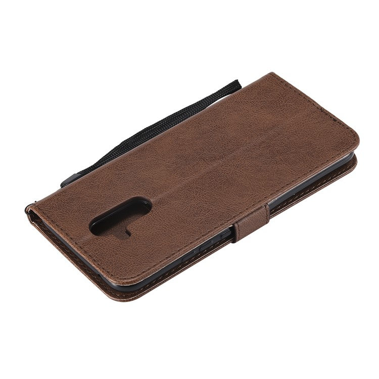 KT Leather Series-2 Wallet Leather Stand  Mobile Cover for Huawei Mate 20 Lite / Maimang 7 with Strap - Brown