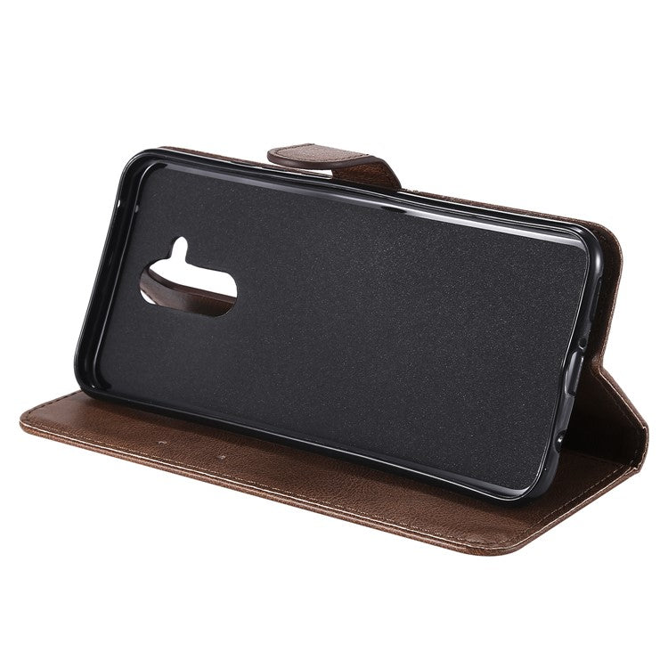 KT Leather Series-2 Wallet Leather Stand  Mobile Cover for Huawei Mate 20 Lite / Maimang 7 with Strap - Brown