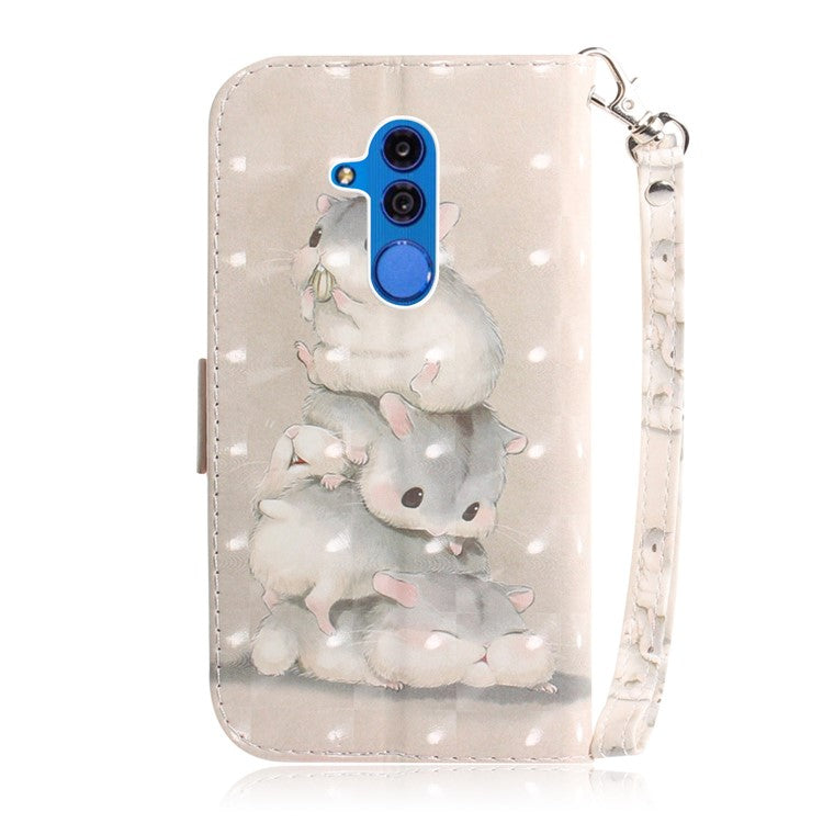 Light Spot Decor Patterned Wallet Stand PU Leather Cell Phone Case for Huawei Mate 20 Lite - Hamsters