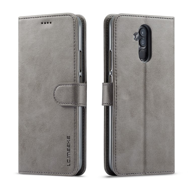 LC.IMEEKE Wallet Leather Stand Cover for Huawei Mate 20 Lite - Grey