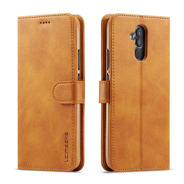 LC.IMEEKE Leather Stand Cover with Card Slots for Huawei Mate 20 Lite - Brown