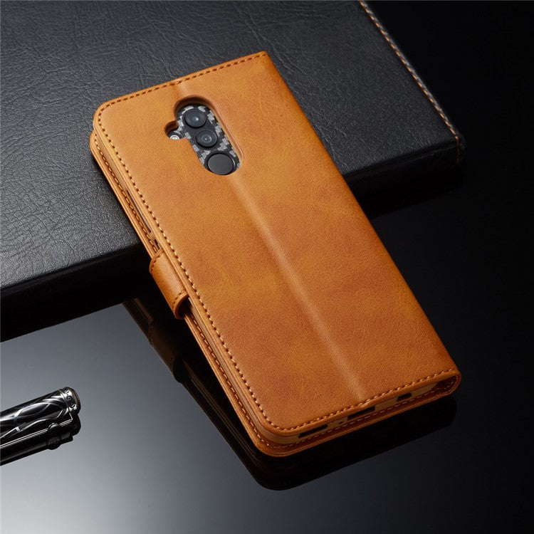 LC.IMEEKE Leather Stand Cover with Card Slots for Huawei Mate 20 Lite - Brown