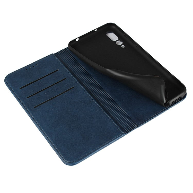 Auto-absorbed Leather Wallet Mobile Phone Cover for Huawei P20 Pro Strong Magnet Phone Case - Blue