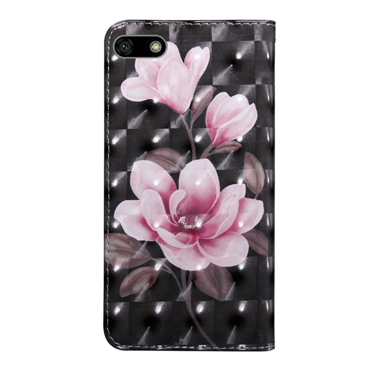 Patterned  Protective Leather Mobile Shell for Huawei Y5 (2018)/Y5 Prime (2018)/Honor 7s/Play 7 - Pink Flower