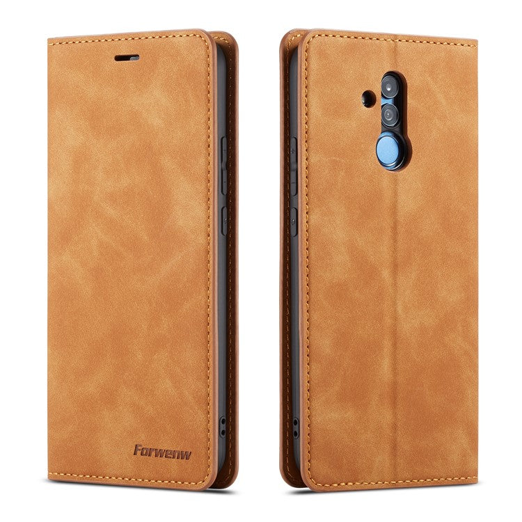 FORWENW Fantasy Series Silky Touch Leather Wallet Case for Huawei Mate 20 Lite - Brown