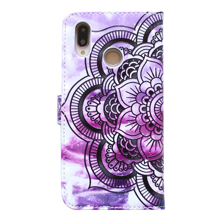 Embossing Pattern PU Leather Protective Flip Case for Huawei P20 Lite / Nova 3e (China) - Purple Flower