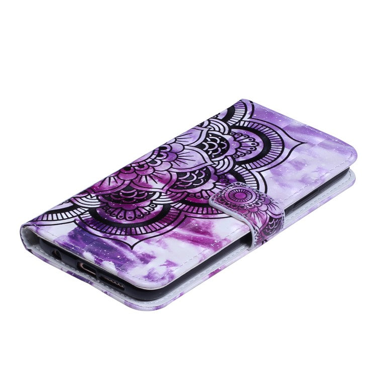 Embossing Pattern PU Leather Protective Flip Case for Huawei P20 Lite / Nova 3e (China) - Purple Flower