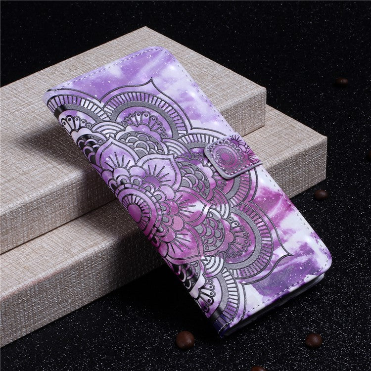 Embossing Pattern PU Leather Protective Flip Case for Huawei P20 Lite / Nova 3e (China) - Purple Flower