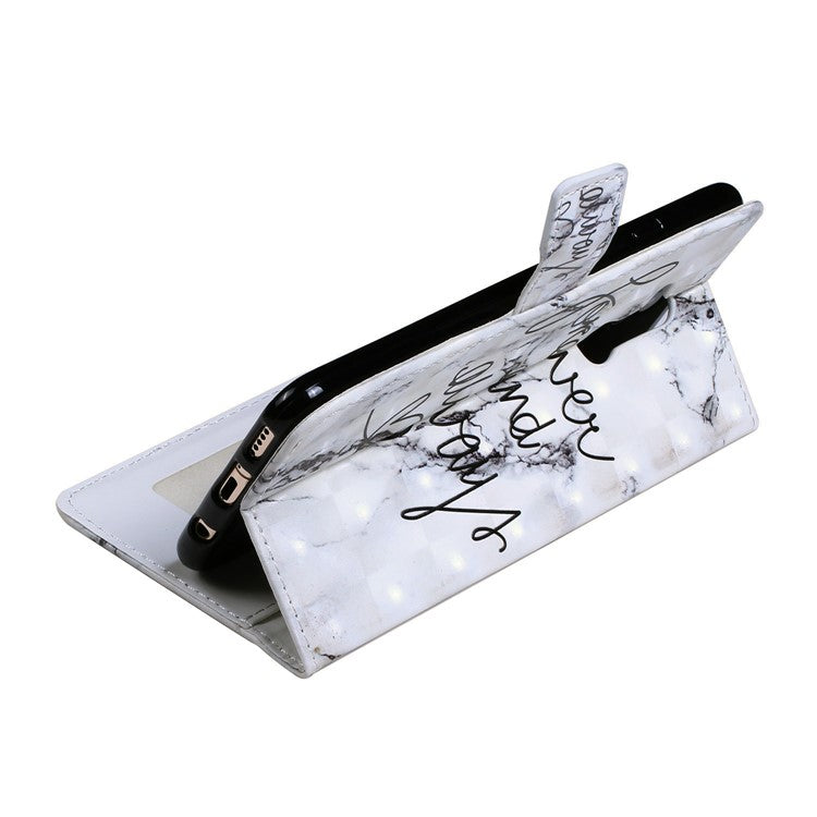 Light Spot Decor Patterned Embossed Leather Wallet Case for Huawei Mate 20 Lite - English Characters