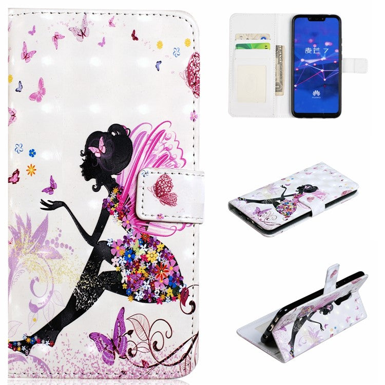 Light Spot Decor Patterned Embossed Magnetic Leather Stand Case for Huawei Mate 20 Lite - Beauty