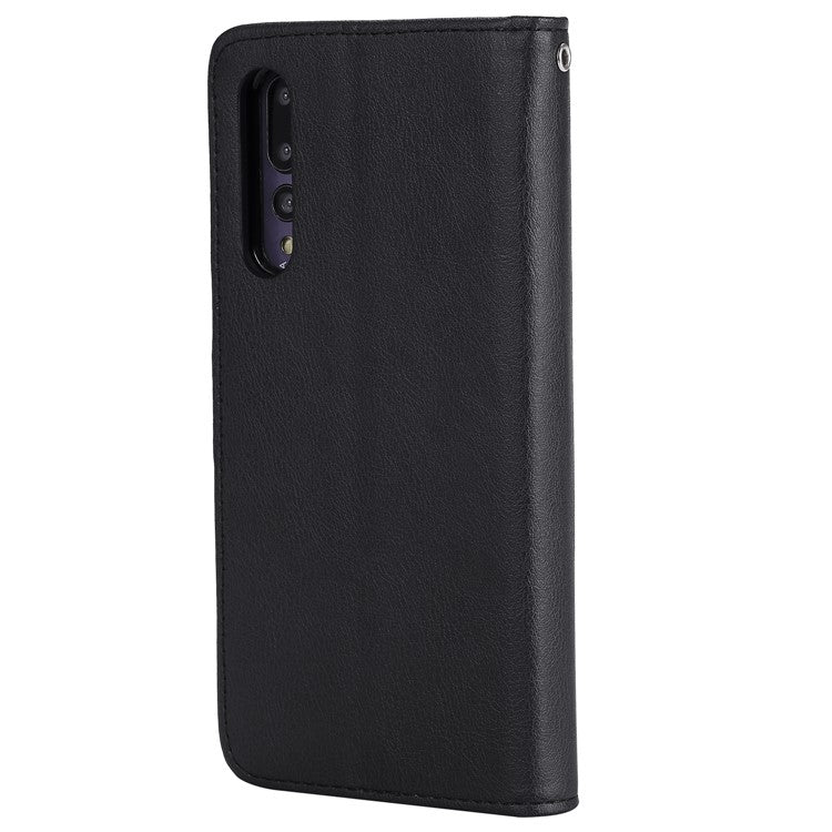 Magnetic KT Leather Series-3 Detachable 2-in-1 Wallet Leather Case for Huawei P20 Pro - Black