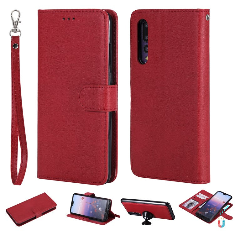 Magnetic KT Leather Series-3 Detachable 2-in-1 Wallet Leather Phone Cover for Huawei P20 Pro - Red