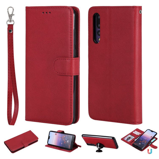 Magnetic KT Leather Series-3 Detachable 2-in-1 Wallet Leather Phone Cover for Huawei P20 Pro - Red