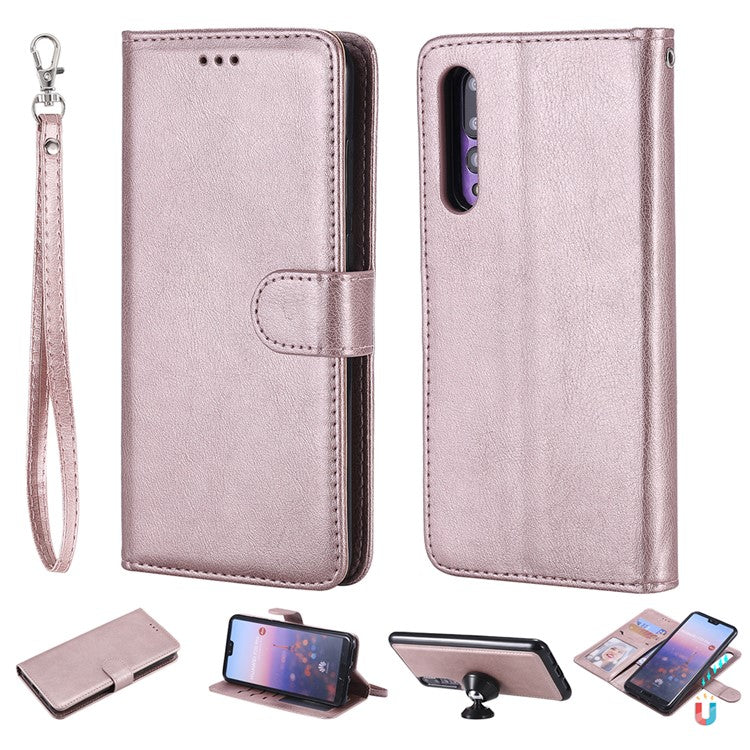 Magnetic KT Leather Series-3 Detachable 2-in-1 Wallet Leather Casing for Huawei P20 Pro - Rose Gold