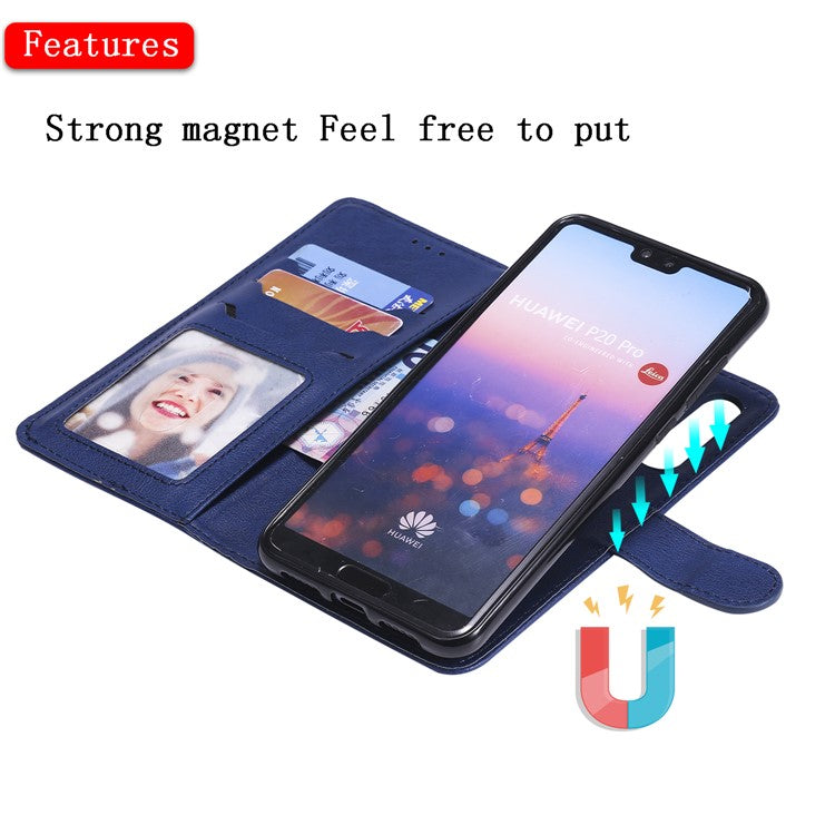Magnetic KT Leather Series-3 Detachable 2-in-1 Stand Leather Mobile Cover for Huawei P20 Pro - Blue