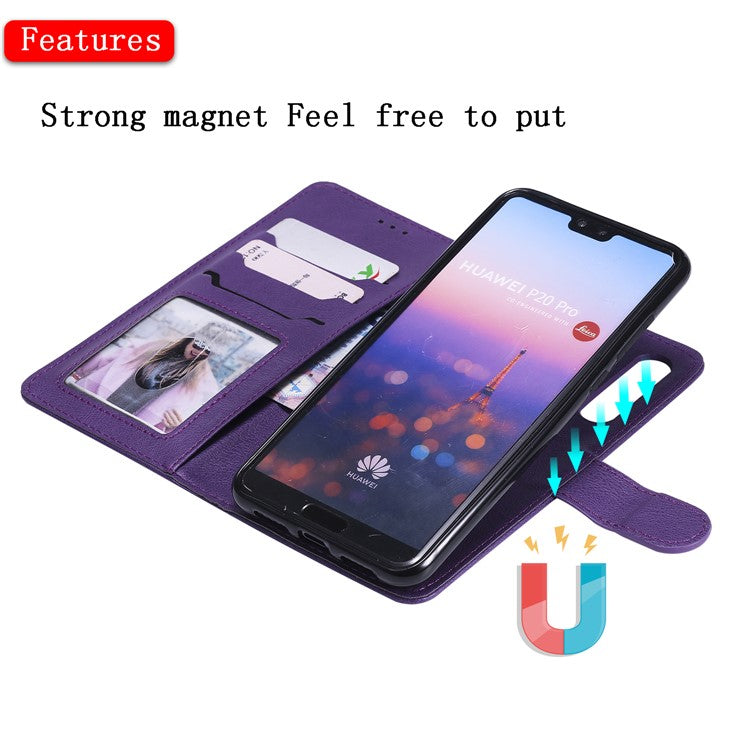 Magnetic KT Leather Series-3 Detachable 2-in-1 Stand Leather Phone Shell for Huawei P20 Pro - Purple