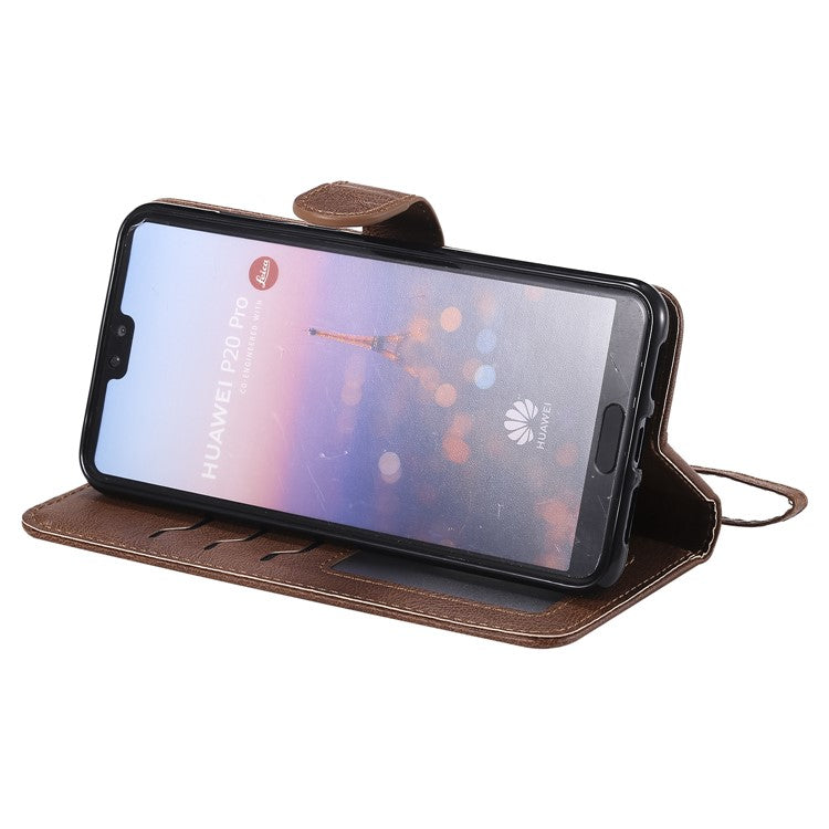 Magnetic KT Leather Series-3 Detachable 2-in-1 Wallet Leather Cell Phone Case for Huawei P20 Pro - Brown