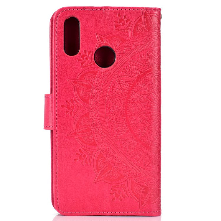 Imprinted Mandala Pattern Wallet Leather Mobile Cover for Huawei Honor 8X / Honor View 10 Lite - Rose