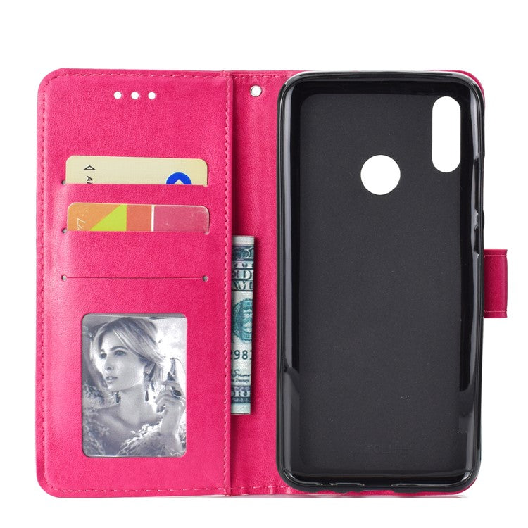 Imprinted Mandala Pattern Wallet Leather Mobile Cover for Huawei Honor 8X / Honor View 10 Lite - Rose