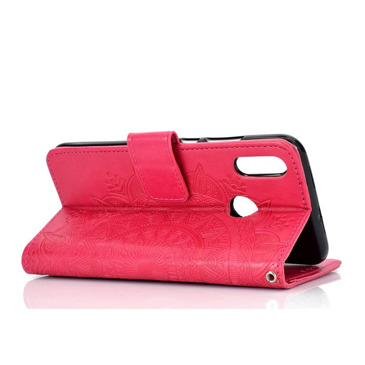 Imprinted Mandala Pattern Wallet Leather Mobile Cover for Huawei Honor 8X / Honor View 10 Lite - Rose