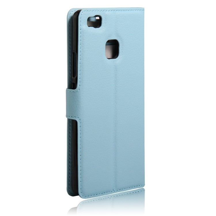 Litchi Grain Magnetic Flip Leather Cover for Huawei P9 Lite - Blue