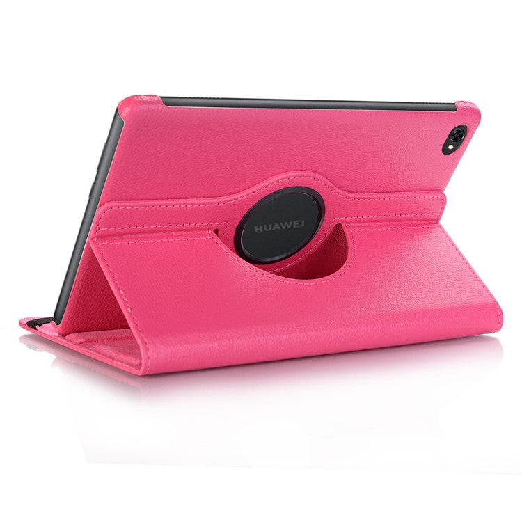 Litchi Skin Leather Tablet Cover Case with Rotating Stand for Huawei MediaPad M5 lite 10/C5 10 - Rose