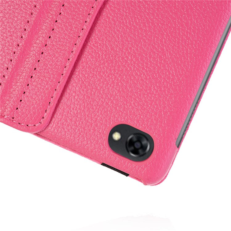 Litchi Skin Leather Tablet Cover Case with Rotating Stand for Huawei MediaPad M5 lite 10/C5 10 - Rose